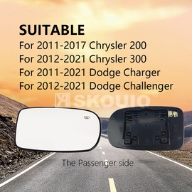 Passenger Side Mirror Replacement for 2011-2017 Chrysler 200, 2012-2021 Chrysler 300, 2011-2021 Dodge Charger, 2012-2021 Dodge Challenger Mirrors Glass -Convex Backing Plate Heated Right View Mirror