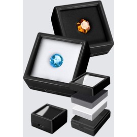 ETLIFE Loose Case, 1.2 inches (3 cm), Black, 10 Pieces (Industry's First Black and White, 2 Tier Cushion), Plastic Case, Natural Stone, Loose Stone, Gemstone, Loose Storage, Jewelry Case, Display