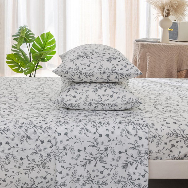 Jessrydo Floral Bed Sheets King Size 18” Deep Pocket King
