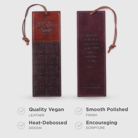Christian Art Gifts Vegan Faux Leather Scripture Bookmark for Men: Blessed Man - Jeremiah 17:7 Inspirational Bible Verse Heat-Debossed, Faith-Based Reading Book Accessory w/Cord Tassel, Two-Tone Brown
