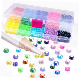 Mikinona 15grid Color Rhinestone Kit for Nail Art Flat Back Diy Gems for Crafts Durable Nail Decorations for Parties Special Occasions