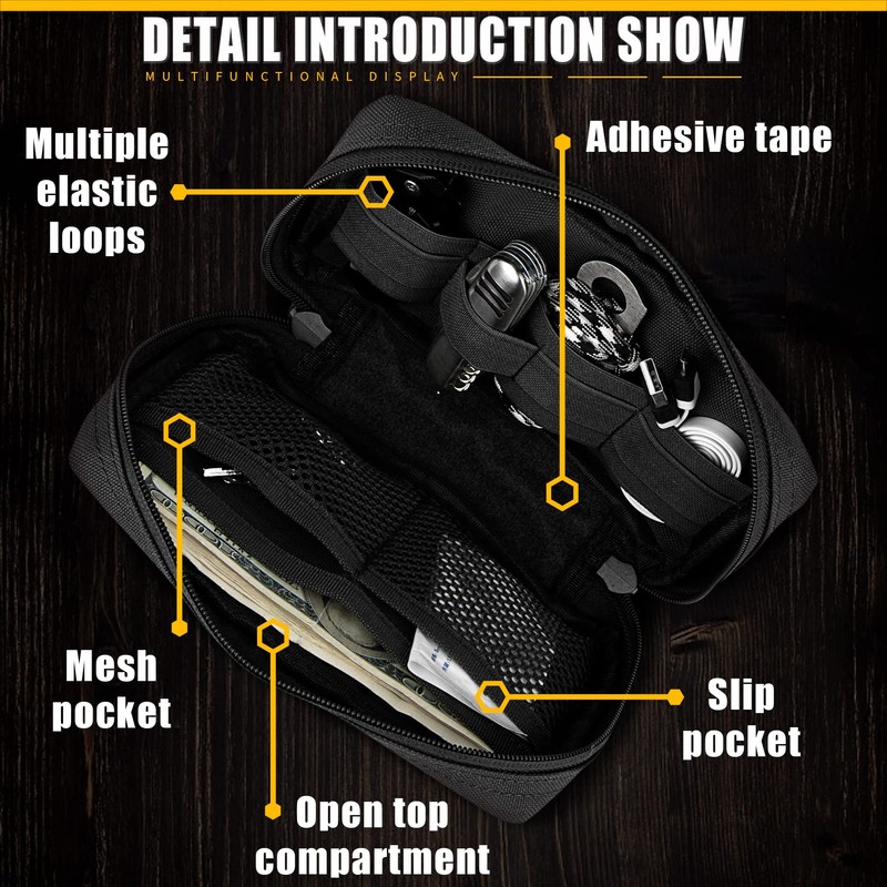 bvya Tactical EDC Utility Pouch, Molle Admin Pouch Horizontal Tool
