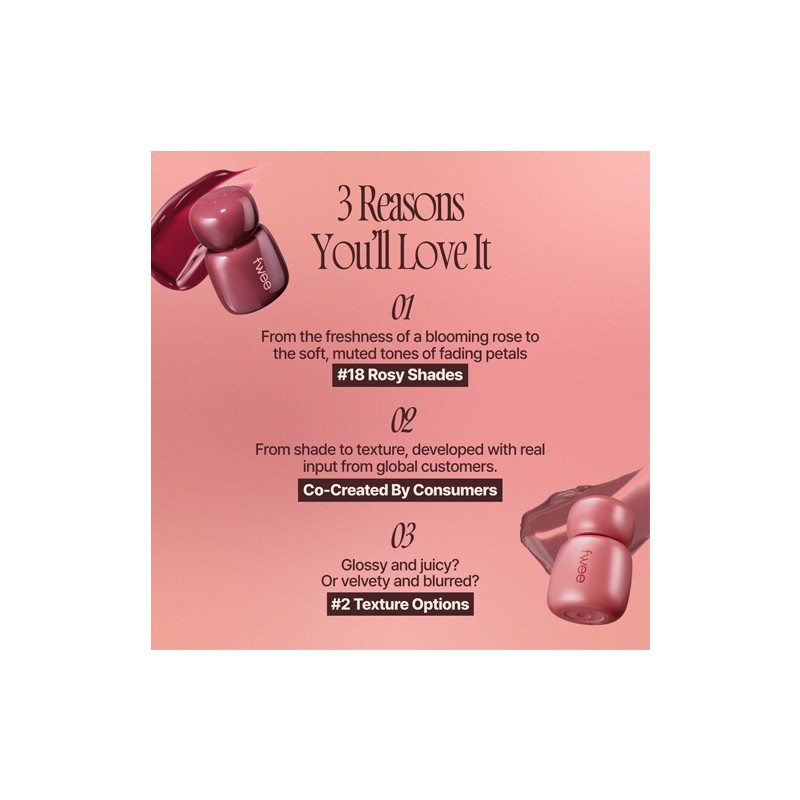 fwee [fwee]Rose Obsession Stay-Fint Lip Tint (16 colors)