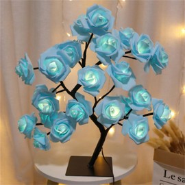 XVICO Rose Tree Lamp Color Changing Multicolor Rose Table Lamp Blue Flower Lamp Girls Gift for Mother’s Day, Lighted Tabletop Tree for Christmas Mother's Father's Valentine’s Day Wedding Decor