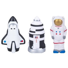 Space Squeeze Stress Toys | Pack of 3 | Space Shuttle Astronaut Rocket Set - 4.5-5 Inches