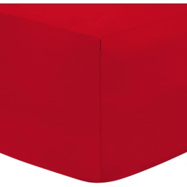Red Colour Fitted Sheet - Deep Pocket - Polycotton - Elastic - 25cm depth - Single - Double - King Size (King)