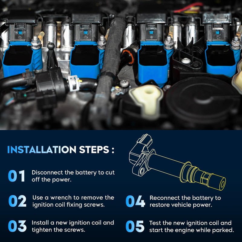 Ignition Coil Pack + Iridium Spark Plugs w/Ignition Wire for
