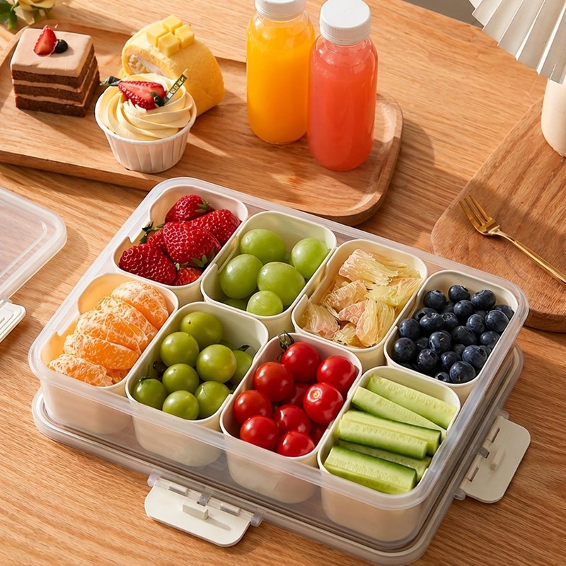 Snackle Box Container,Divided Serving Tray with Lid and Handle,Dishwasher Safe