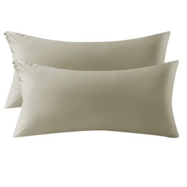 MILDLY MistSage Cushion Cover 40 x 80 cm Cotton Satin, Pillowcases 2-Piece with Zip, Oeko-Tex Certified, Soft and Comfortable,