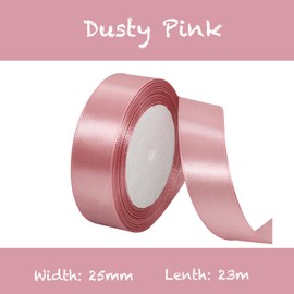 Dusky Pink 25 mm Satin Ribbon 23 Metres, Polyester Ribbon, Beautify Your Crafts and Celebrations, Ideal for Gift Wrapping, Decorations, Wedding Car Ribbon, Ribbons for Crafts