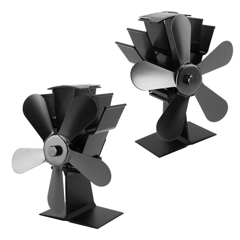 Wood Stove Fan 5 Blades Fireplace Fan Heat Powered Stove