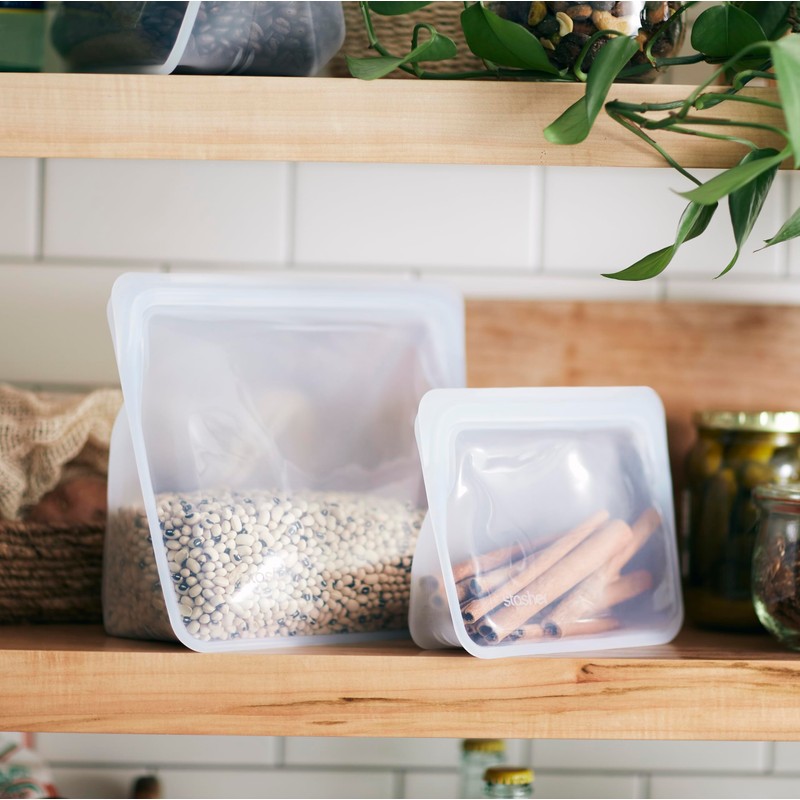 Stasher Premium Silicone Reusable Food Storage Stand-Up Mini Bag, Clear,