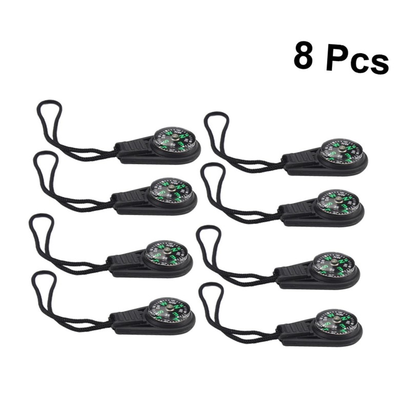 KOMBIUDA 8PCS Mini Compass Keychain with Lanyard Portable Outdoor Pendant