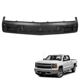 ANTUKO Plastic Front Bumper Filler Panel Black with Impact Bar Skid Plate Without Tow Hooks Hole Replacement for 2014 2015 Silverado 1500 23126910