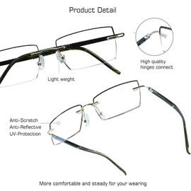 VisionGlobal Metal Readers for men/women Blue Light Blocking,Hand-set Diamond Fashion Square Glasses (Golden, 1.50 Magnification)