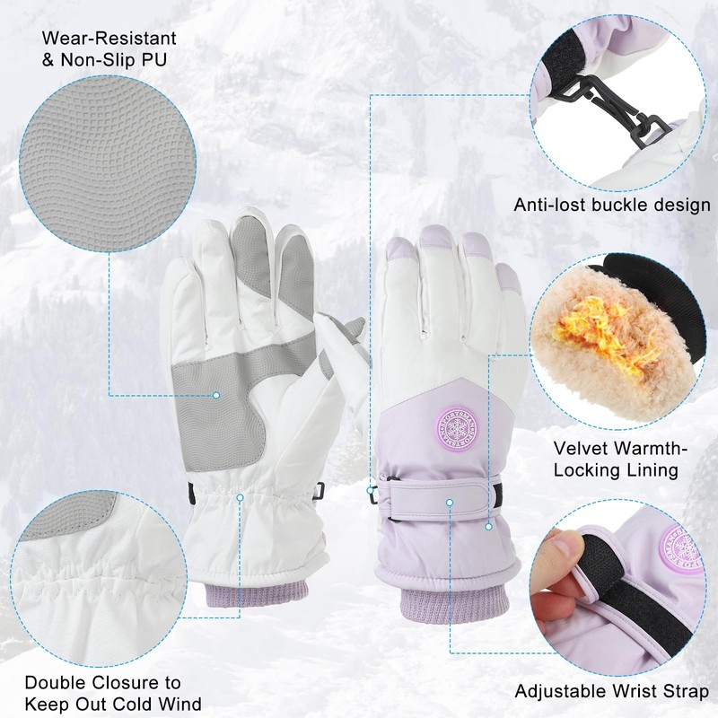 PATIKIL Winter Ski Snow Gloves, 1 Pair Waterproof Winter Warming