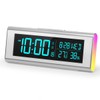SPuRuiMaK Alarm Clock, Digital Calendar, Temperature, Humidity, Snooze Function, Dimmable,