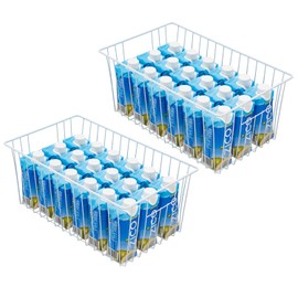 Y.Z.Bros 16Lx12W inch Wider Freezer Storage Organizer Baskets Container, Deep Metal Wire Chest Upright Refrigerator Divider Bins with Built-in Handles for Cabinet, Pantry, Closet, Kitchen(6)