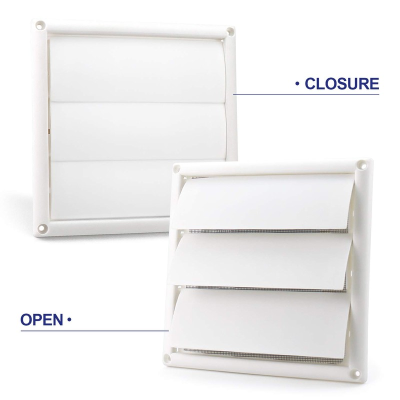 Funmit 6" Louvered Vent Cover 8" x 8" Oversize Outside