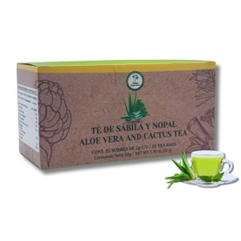 Sábila & Nopal Tea (Aloe Vera & Cactus Tea) – 100% Natural, Vegan | 25 Tea Bags