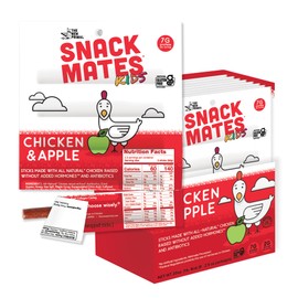 The New Primal Snack Mates Chicken & Apple Sticks, Gluten Free Healthy Snacks for Kids, Low Sugar High Protein Back to School Snacks, Mini Paleo Jerky Meat Stick, 7g Protein, 60 Calories, 40 Pack