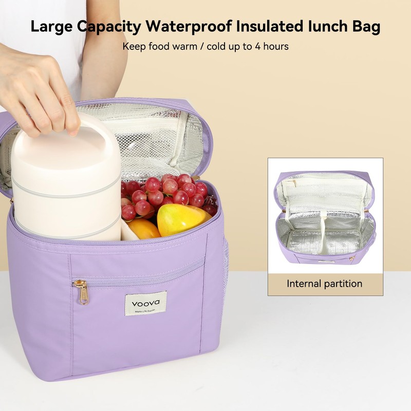 Voova Stackable Stainless Steel Thermal Lunch Box with Lunch Bag