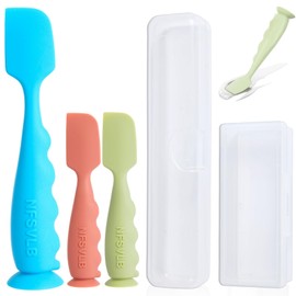NFSVLB Baby Diaper Cream Spatula with Case,1 Large 2 Mini Diaper Spatula with 2 Case,Butt spatula Baby Diaper Cream Applicator, Soft Butt Paste Spatulas Diaper Rash spatulas with Cases Blue Green Red