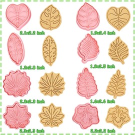 8 Piece Leaf Cookie Cutter Set, Tropical Shapes for Baking, Eucalyptus, Monstera, Hibiscus, Sycamore, Fan Palm Leaf Biscuit Cutters Molds for Fall, Thanksgiving, Holiday & Party Treats (Tropic)
