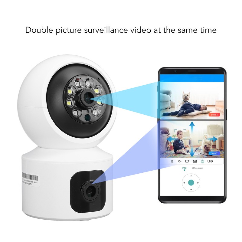Indoor Security Camera 2160x1920 Dual Lens 2 Way Talk Night