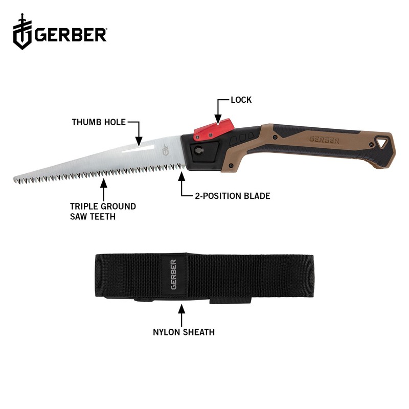 Gerber Gear Bushcraft Saw - Portable Camping Saw for Cutting