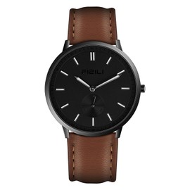 Credrio Watch Mens Watches Fashion Minimalist Ultra-Thin Watches for Men Waterproof Luminescent Hands Leather Strap