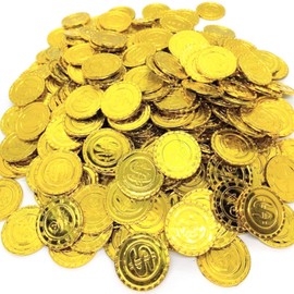KINOKINO Gold Coin Set Toy Pirate Treasure Treasure Treasure Party Accessory Play Party Stage Props (500 Gold Coins Set)