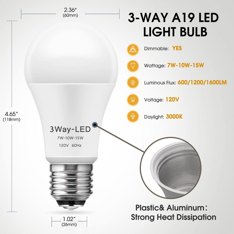 Briignite LED Light Bulbs, 3 Way Light Bulbs 50 100