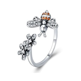 OIDIMS Fidget Spinner Rings Bee Daisy Flower Adjustable Open Anxiety Ring for Women Girl CZ Stress Relieving Lovely Animal Calming Jewelry Gifts Daughter Bff Xmas (Two Daisies)