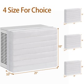 Air Conditioner Cover Indoor, AC Covers for Inside Window AC Unit Cover with Reinforced Elastic String, Double Insulation, 21"x15"x3.5" Cream White