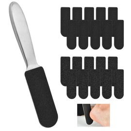 Foot File for Hardened or Dry Skin, Stainless Steel, Foot File with Replacement Sandpaper, Coarse and Fine, Stainless Steel Callus Rasp, Callus File, Foot Care, Professional Callus File for Callus