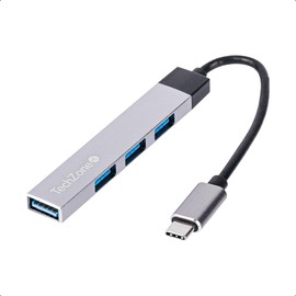 TECHZONE Hub 4 Puertos USB Tipo C (1 Puerto USB 3.0 y 3 Puertos 2.0)                                                                                  