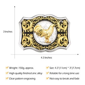 BBOTEN Western American Belt Buckle for Men Golden Floral Rooster Belt Buckles Men Western Cowboy