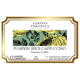 Pumpkin Spice Cappuccino Sumatra Coffee (Single Serve K-Cup Pods) (Gourmet, Naturally Flavored, Whole Coffee Beans) (12 pods, ZIN: 578157)