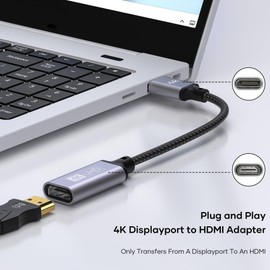 Tanzato DisplayPort to HDMI Adapter 4K, Male to Female, Unidirectional DP to HDMI Adapter, Displayport HDMI Adapter Compatible with Laptops, Desktops, Lenovo, Dell, HP, HDTV, Projector etc