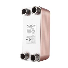 AB Plate Heat Exchanger, 3"x 8" 50 Plates Water To Water Heat Exchanger, Copper/SS316L Stainless Steel Brazed Plate Heat Exchanger For Floor Heating, Water Heating, Snow Melting