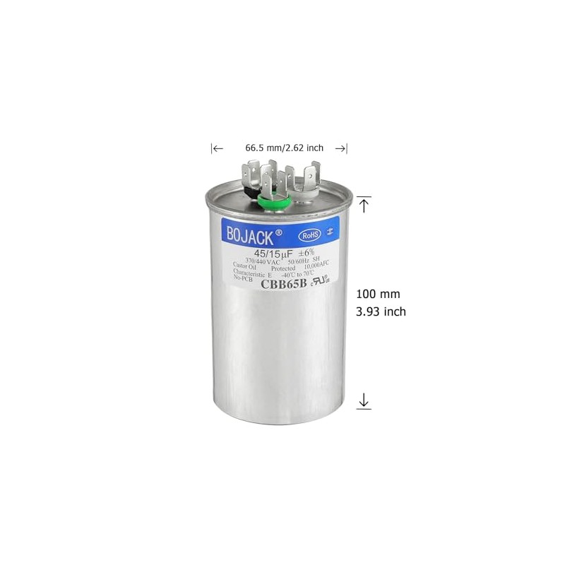 BOJACK 45+15 uF 45/15 MFD ± 6% 370V/440V CBB65 Condensador