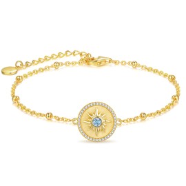 CDE Women's 925 Sterling Silver Bracelet with Sun Pendant, Gifts for Women, Girlfriend, Wife on Valentine's Day, Mother's Day, Anniversary, Birthday, Christmas, Party, Anniversary, Sterling Silver