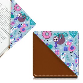 AFYEWKC Cute Leather Bookmarks, Fun Triangle Making Corner Bookmark, Book Accessories for Reading Book Lovers, Unbreakable Page Markers for Women Men Cute Winter Animals
