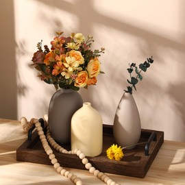 GlikCeil Ceramic Vase Set of 6 Small Modern Pottery Vase for Bouquet Home Decoration Rustic Farmhouse Decoration for Living Room Shelf Bookshelf(Cool Color)