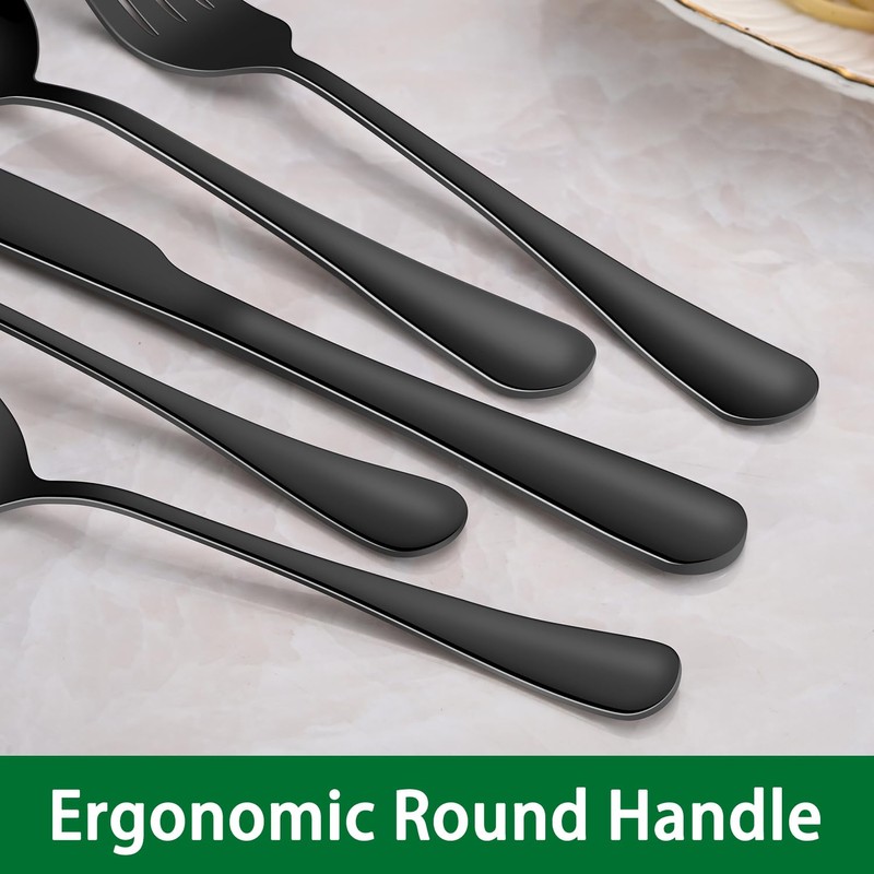 Black Soup Sooon,8 PCs 7.3 Inch Dinner Spoons,PVD Black Stainless