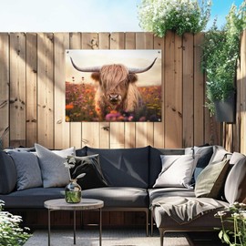 REINDERS Spring Highlander Garden Decoration, Pictures, Wall Decoration, Room Decor, Canvas, Beige, 60 x 80 cm