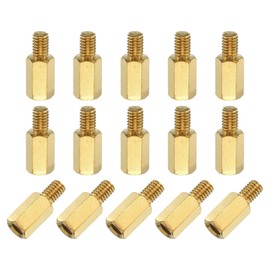 sourcing map 15Pcs Male to Female Thread Spacer Screws, M4 x 10mm + 6mm Brass Hex Standoff Screws PCB Motherboard for Drone Quadcopter, Computer and Circuit Board