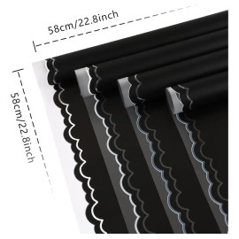 20 Sheets Flower Wrapping Paper - Waterproof Black Floral