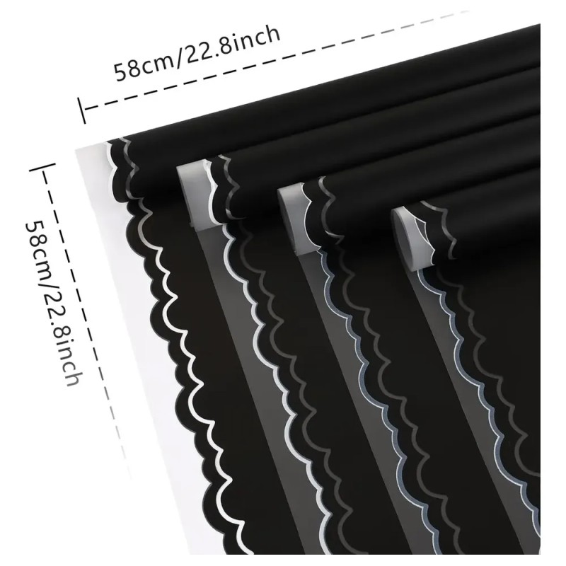 20 Sheets Flower Wrapping Paper - Waterproof Black Floral
